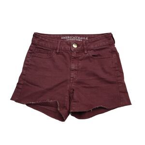 American Eagle Outfitters Shorts Womens 2 Red Super Stretch High Rise Shortie